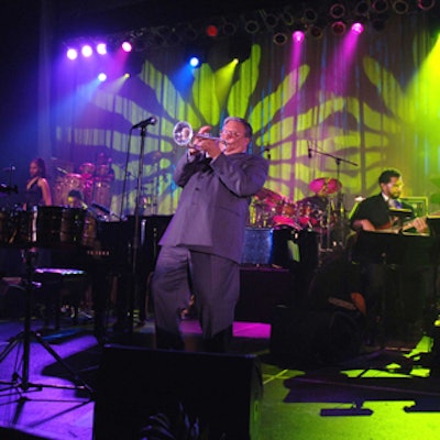 Legendary Latin musician Arturo Sandoval performed on a full stage built inside the Coconut Grove Convention Center.