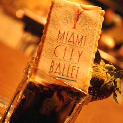 One of three desserts served included an ice cream sundae with a cookie with Miami City Ballet's logo on it.