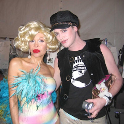 Richie Rich, co-designer of Heatherette, posed backstage with celebrity transsexual Amanda Lepore.
