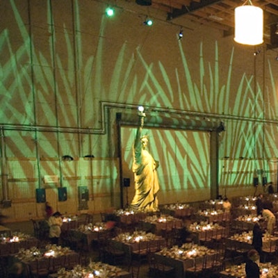 XA projected 18-foot-tall blades of grass on the walls of Studio Four at Steiner Studios for the Brooklyn Academy of Music's spring benefit.