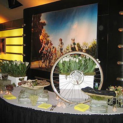Bicycle wheels topped the buffets.