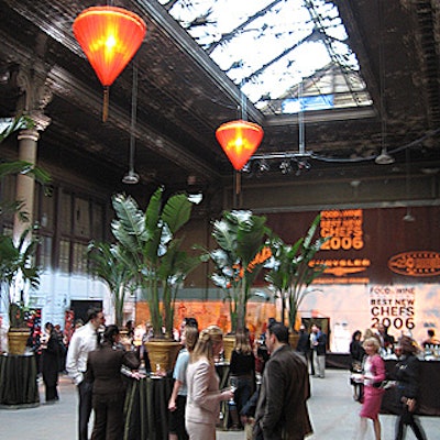 Six-foot lanterns hanging from the ceiling and eight-foot palm trees showed off the second-floor hall's 30-foot ceilings.