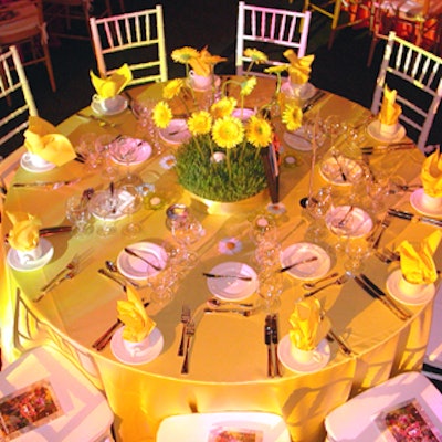 The monochromatic look of each table gave the room a crisp, bright feel.