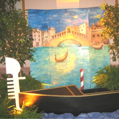A Venetian night scene panel provided a nice photo backdrop for guests at the Sun Coast Hospital Foundation Under the Venetian Stars gala.