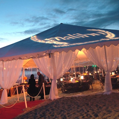 Guests of the Malibu Film Festival's final-night party and IndieVest awards ceremony dined under a tent in the sand in front of Gladstone's.