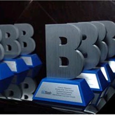 The BiZBash 'B' awards created by Academy Engraving stood ready for presentation to winners.