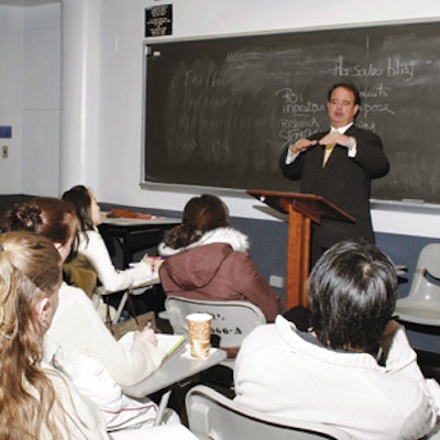 Rick Keating, director of marketing at the Crowne Plaza Hotel New York, spoke as a guest lecturer at NYU's 'Sales and Marketing for Conferences and Events' class in February.