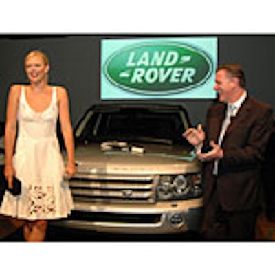 Clear a path! Land Rover spokesplayer Maria Sharapova is in the house (with Mike O'Donnell, president of Aston Martin Jaguar Land Rover North America).