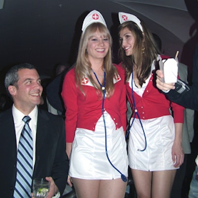 Blonde staffers from Eye5 dressed as nurses mingled with the guests.