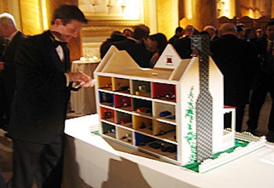 A partially completed Lego dollhouse allowed guests to play during the cocktail hour.