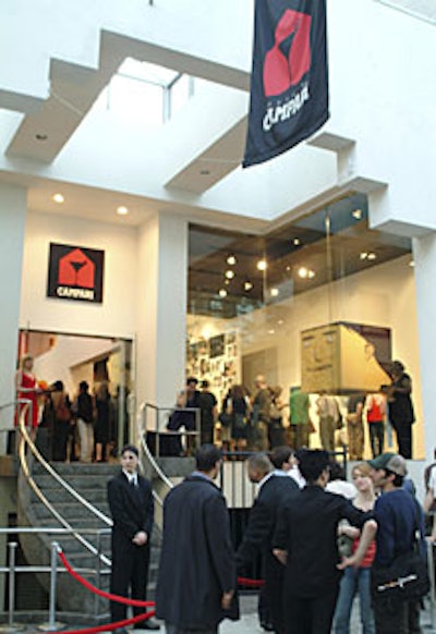 Skyy Spirits events manager Elizabeth Colton's House of Campari criteria was to find a storefront space in SoHo that had an untraditional gallery format. Colton looked at dozens of spaces before finding one that met all of her needs at 382 West Broadway. Sideris Creative was responsible for the exterior and window branding.