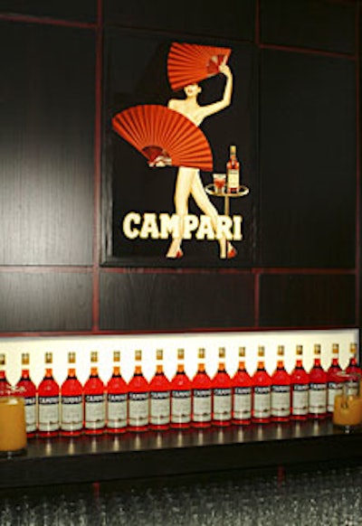 The chic Campari bar served as the focal point of the gallery and could be seen from the street.
