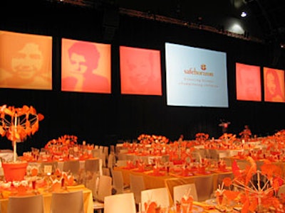 Safe Horizon drew a crowd of 900 guests, who occupied 87 tables at the luncheon. Rather than splurging on flowers for the stage, event designer Matthew David Hopkins rented giant screens, where colored images of children's faces were displayed throughout the event.