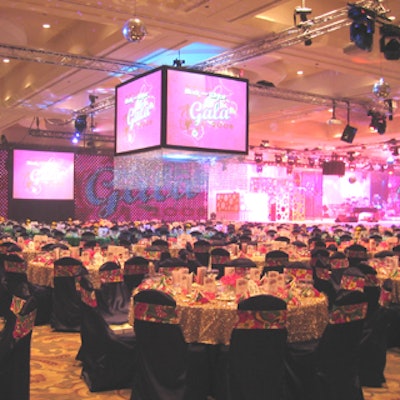 LED Curtains and cube screens from Creative Show Services made the 70's themed Give Kids the World gala come to life.