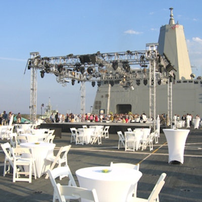 The reception was held on the deck of the U.S.S. San Antonio.