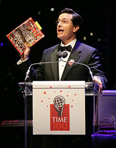 Stephen Colbert entertained the crowd with a witty routine.
