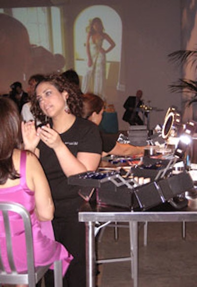 Party sponsor Maybelline hosted a 'quick fix' station at the party, where guests could have their make-up touched up by a professional.