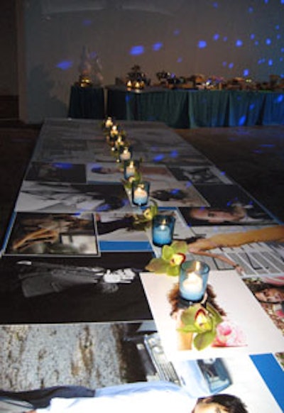 Long, steel highboy tables dotted the room, featuring photographs from the 'Mas Bellos' issue of the magazine.