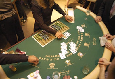 Custom-printed felt covered the casino tables trucked in from Wynn Las Vegas for the benefit.