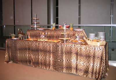 More leopard-print fabric covered the buffet table.