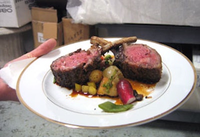 Feast & Fêtes served rack of lamb with spring vegetables for dinner.