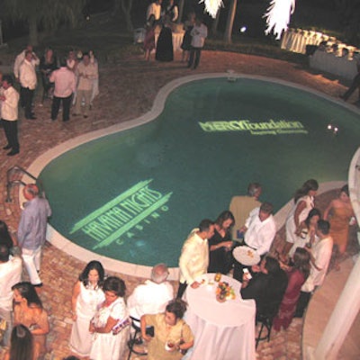 Pete Diaz Productions projected two gobos onto the pool for the Havana Nights Casino benefit for the Mercy Foundation.