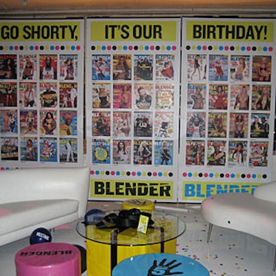 Blender decorated three areas of Studio 450 so that they resembled actual sections of the magazine. The 'images' lounge allowed guests to check out all 48 covers the magazine has produced.