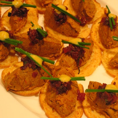 George served finger foods such as tuna and beet tartare on toast.