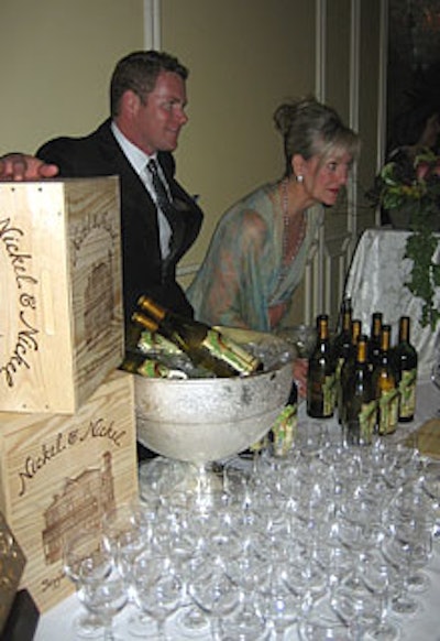 Representatives from Napa Valley's Nickel & Nickel winery poured its chardonnay in the reception area.