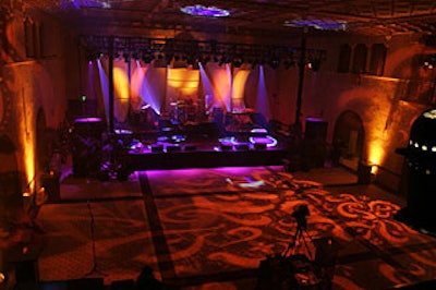 The ballroom was flooded with vibrant lights and gobos.