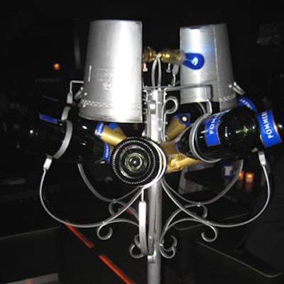 John Ierardi's team from Event Energizers welded together several bottles of Pommery Champagne and a champagne bucket to create a freestanding lamp.