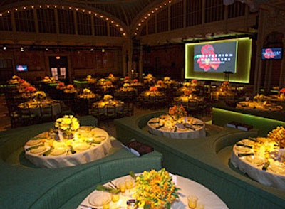 Some 460 guests took in the awards presentation in the Celeste Bartos Forum. KCD worked with Kadan Productions to create uplitbanquette seating for some of the tables.