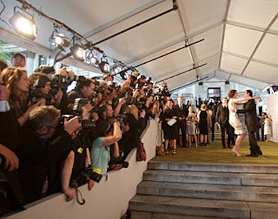 Celebrities, including Rihanna, Terrence Howard, and Alicia Keys, made their way past papparazzi and into the awards ceremony under a tent provided by Strickland Special Event Rentals.