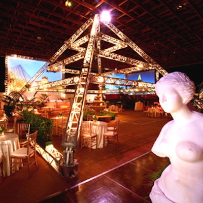 At Sony’s party for The Da Vinci Code, a 40-foot truss pyramid and two 20-foot truss pyramids mimicked the Louvre.