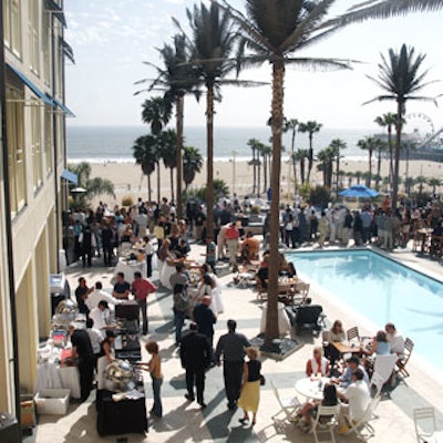 The pool at the Loews Santa Monica Beach Hotel was the backdrop for Gourmet’s annual Gourmet on Fire afternoon party.