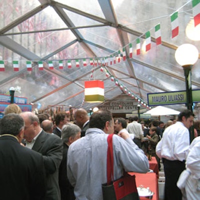 The Rockwell Group lined the tent's ceiling with Italian flags, giving the space a Little Italy-like atmosphere.