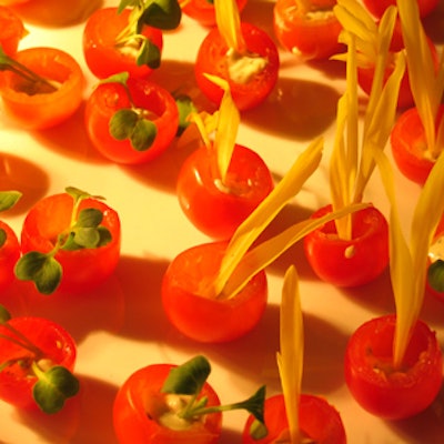 Eatertainment Catering & Special Events served micro salads stuffed in cherry tomatoes at the McMichael Canadian Art Collection's fourth annual fund-raiser, held at the Carlu.