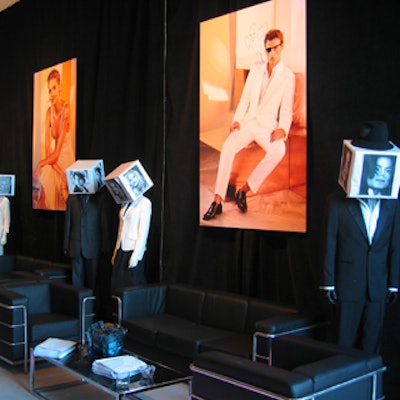 McNabb Roick Events designed a collection of mannequins wearing suits and dresses with boxes for heads.