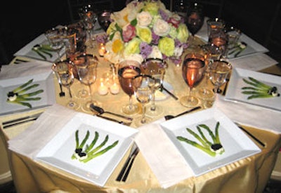Danny Meyer's Hudson Yards Catering served jumbo asparagus salad for the first course.