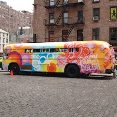Gap decorated a bus with retro graphics and bright colors for its Rock Color mobile marketing campaign.