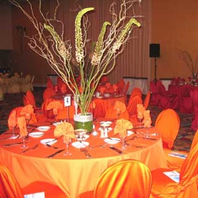 Vibrant orange and red hues kicked up the dramatic effect in the room.