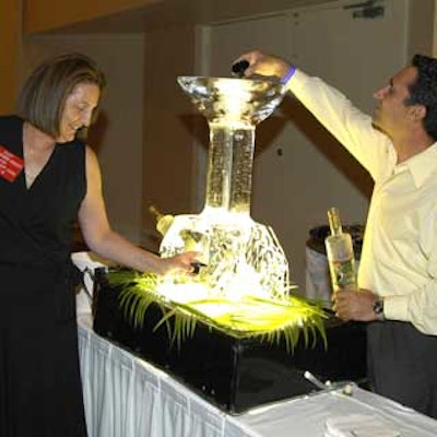 Guests enjoyed a vodka luge made of ice.