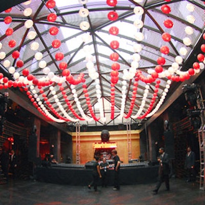 Event producer David Stark lined Buddha Bar's sky-lit ceiling with red and white paper lanterns.