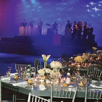 Silver tables, blue lighting, and star-shaped projections provided an appropriate backdrop for the Starlight Orchestra's performance.