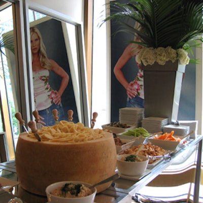 Silver-framed mirrors were the backdrop for a mirrored food station from North 44 Caters in the Desperate Housewives space.