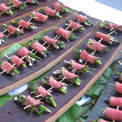 Hillebrand Estates Winery served a Carpaccio of rib-eye beef and Niagara asparagus for Second Harvest's annual Taste of Toronto fund-raiser at Hangar Sports Complex in Downsview Park.