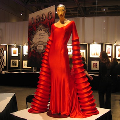 The retrospective display included this exotic red gown.