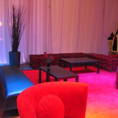 Funky furniture from Progressive Furniture Rentals decorated one of the private lounges.