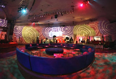 Kinetic Lighting’s colorful swirls contributed to the fun playhouse theme.