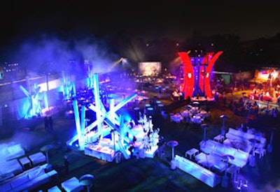 The centerpiece of the Angel City-designed party was a towering red decor piece bearing the Superman logo.